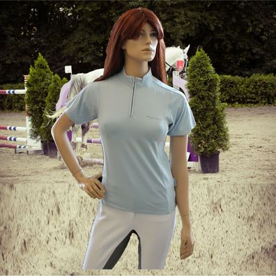 Equi-Theme Turnier Shirt hellblau, Turniershirt, Turnier Bluse Bekleidung, Größe M