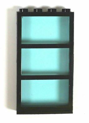 LEGO Fenster 1x4x6 Rahmen mit Sprossen schwarz / mit glaseinsatz blau / 1 Stück