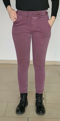 Melly & Co 8139-25 Jeans Hose Röhre Made in Italy Jogpant Denim Pflaume Gr. L