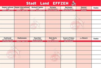 Teepe Sportverlag 1. FC Köln Stadt Land EFFZEH Stadt Land Fluss Spiel