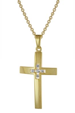 trendor Schmuck Halskette mit Kreuz Gold auf Silber 39018