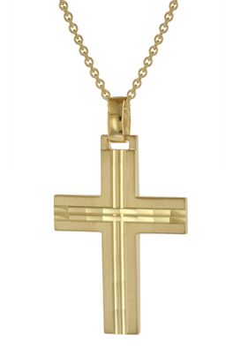 trendor Schmuck Halskette mit Kreuz für Herren Gold auf Silber 39020