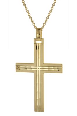 trendor Schmuck Herren-Halskette mit Kreuz-Anhänger Gold auf Silber 39022