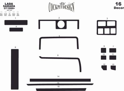3D Cockpit Dekor für Lada Samara Baujahr 07/1999-12/2002 16 Teile