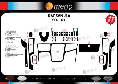 3D Cockpit Dekor für Karsan KARSAN ab Baujahr 2010 31 Teile