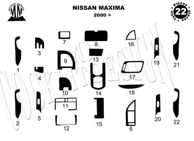 3D Cockpit Dekor für Nissan Maxima Baujahr 02/2000-02/2004 22 Teile