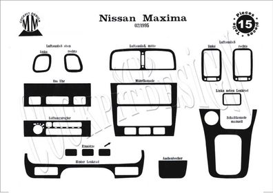 3D Cockpit Dekor für Nissan Maxima Baujahr 02/1995-01/2000 15 Teile