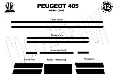 3D Cockpit Dekor für Peugeot 405 Baujahr 05/1986-09/1992 12 Teile
