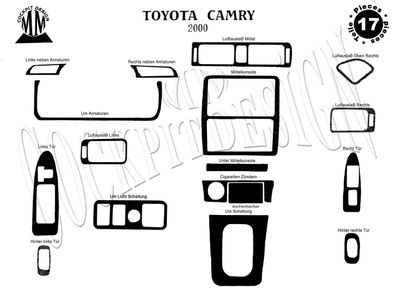 3D Cockpit Dekor für Toyota Camry Baujahr 01/2000-12/2002 17 Teile