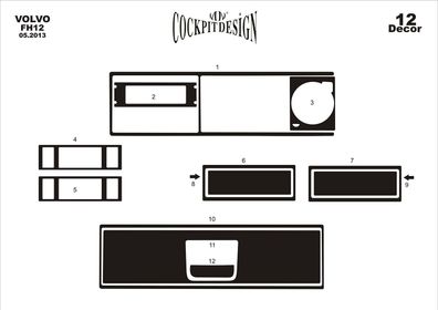3D Cockpit Dekor für Volvo FH 12 ab Baujahr 05/2013 12 Teile