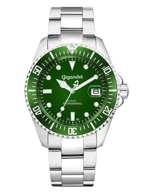 Uhr Herrenuhr Automatikuhr Taucheruhr Gigandet SEA GROUND G2-008 Grün Metallband