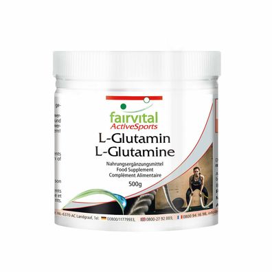 L-Glutamin - 500g Pulver - 100% PUR | freie Form | bioverfügbar - fairvital