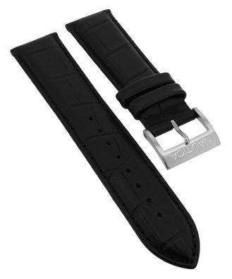 Nautica Herren Uhrenarmband 22mm Krokooptik Leder schwarz NAI21501GBL