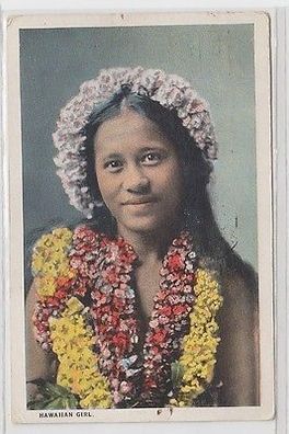62091 Ak Hawaiian Girl mit Blumenkränzen 1926