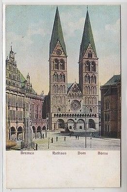 61877 Präge Ak Bremen Rathaus Dom und Börse um 1910