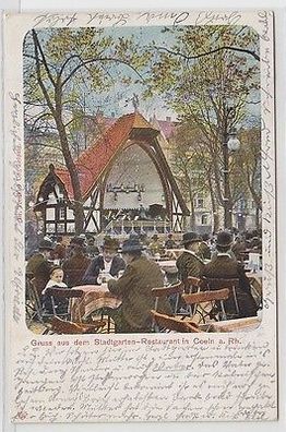 61863 Ak Gruß aus dem Stadtgarten Restaurant in Köln am Rhein 1903