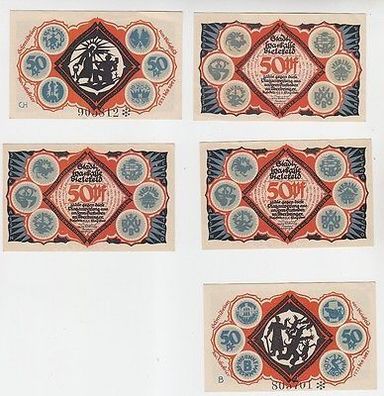 5 x Banknoten Notgeld der Stadt Bielefeld 1921