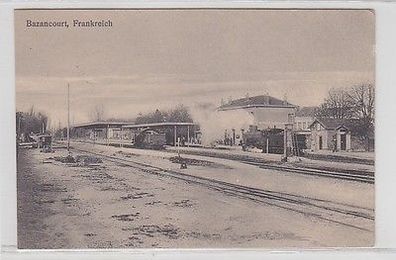 20232 Feldpost Ak Bazancourt Frankreich Bahnhof mit Dampflokomotive 1916