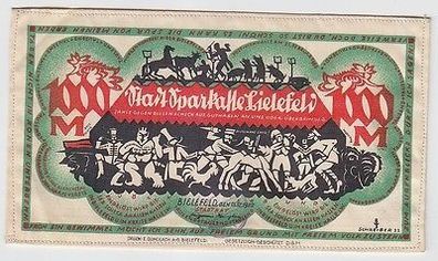 seltene Stoff Banknote 1000 Mark Bielefeld 1922 bankfrisch