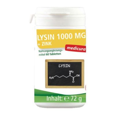 2x Lysin 1000mg + Zink 60 Tabletten L-Lysin hochdosiert medicura #274