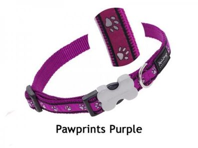 Red Dingo Pawprints Purple Hundehalsband Nylon verstellbar Gr. L 40-60 cm Breite 25 m