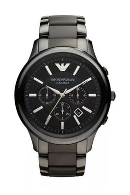 Emporio Armani AR1451 Herrenuhr Keramik 47mm Chronograph Datum Schwarz Neu