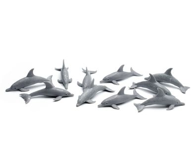 10x Delfin Aufstellfigur Miniblings Gummitier Figur Delphin Delfine Zügeldelfin