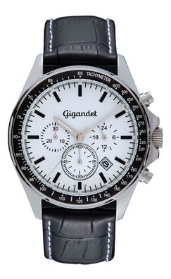 Uhr Herrenuhr Quarzuhr Chronograph Gigandet Volante G3-002 Weiß Lederband