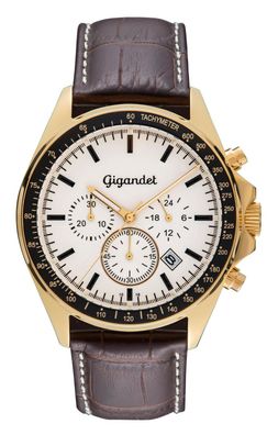 Uhr Herrenuhr Quarzuhr Chronograph Gigandet Volante G3-003 Gold Lederband