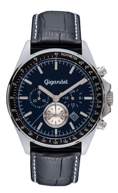 Uhr Herrenuhr Quarzuhr Chronograph Gigandet Volante G3-008 Blau Lederband