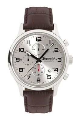 Gigandet Herrenuhr Red Touch Uhr Armbanduhr Leder Silber Braun G51-003