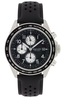Uhr Herrenuhr Quarzuhr Chronograph Gigandet Racetrack G24-006 Schwarz Lederband
