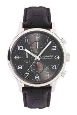 Gigandet Herrenuhr Red Touch Uhr Armbanduhr Leder Grau Schwarz G51-001