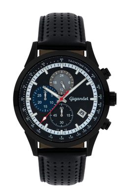 Uhr Herrenuhr Chronograph Gigandet Competition G17-003 Datum Schwarz Lederband