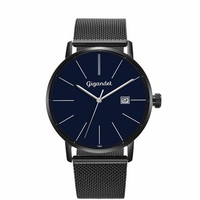 Gigandet Herrenuhr Minimalism Uhr Armbanduhr Edelstahl Schwarz Blau G42-015