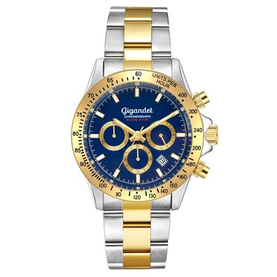Uhr Herrenuhr Quarzuhr Chronograph Gigandet Race King G33-004 Blau Gold Metallband