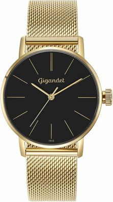 Gigandet Damenuhr Minimalism Uhr Armbanduhr Edelstahl Gold Schwarz G43-023