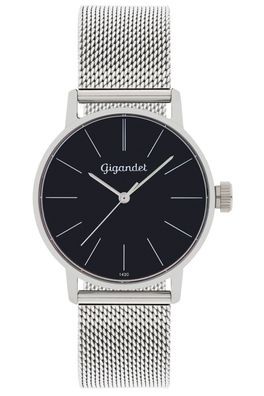 Gigandet Damenuhr Minimalism Uhr Armbanduhr Edelstahl Schwarz Silber G43-006