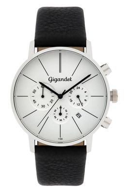 Uhr Herrenuhr Quarzuhr Chronograph Gigandet Minimalism G32-001 Silber Lederband