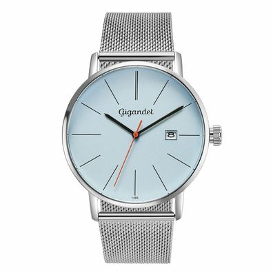 Gigandet Herrenuhr Minimalism Uhr Armbanduhr Edelstahl Silber Blau G42-013
