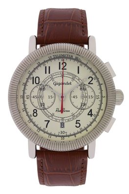 Uhr Herrenuhr Chronograph Fliegeruhr Gigandet Red Baron IV G19-001 Silber Lederband