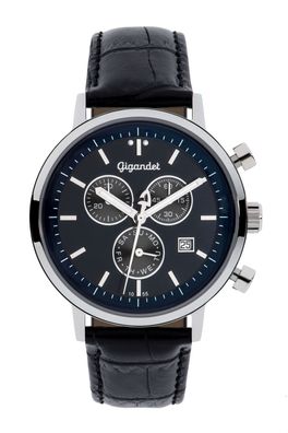 Uhr Herrenuhr Chronograph Gigandet Classico G6-010 Blau Schwarz Lederband Datum