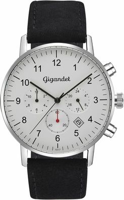 Uhr Herrenuhr Dualtime Gigandet Minimalism II G21-001 Silber Schwarz Lederband