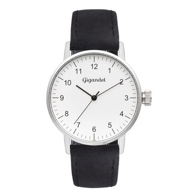 Uhr Damenuhr Quarzuhr Gigandet Minimalism G27-001 Silber Schwarz Lederband