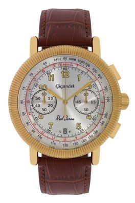 Uhr Herrenuhr Chronograph Fliegeruhr Gigandet Red Baron IV G19-007 Gold Lederband