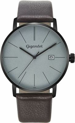 Gigandet Herrenuhr Minimalism Uhr Armbanduhr Leder Grau Braun G42-011