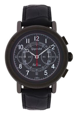 Uhr Herrenuhr Chronograph Fliegeruhr Gigandet Red Baron IV G19-002 Schwarz Lederband