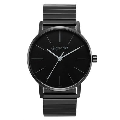 Uhr Damenuhr Quarzuhr 3-Zeiger Gigandet Minimalism G35-004 Schwarz Metallband