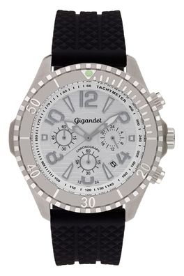 Uhr Herrenuhr Quarzuhr Chronograph Gigandet Aquazone G23-001 Silber Datum Silikonband