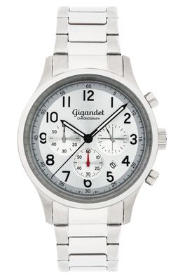 Gigandet Efficiency Herren Uhr Chronograph Datum Edelstahl Silber G50-001